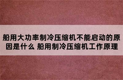 船用大功率制冷压缩机不能启动的原因是什么 船用制冷压缩机工作原理